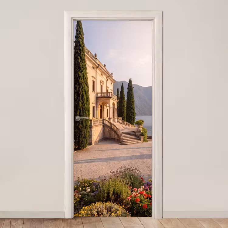 Door sticker - Villa - Water - Stairs - Villa - water -trappen deurposter klein