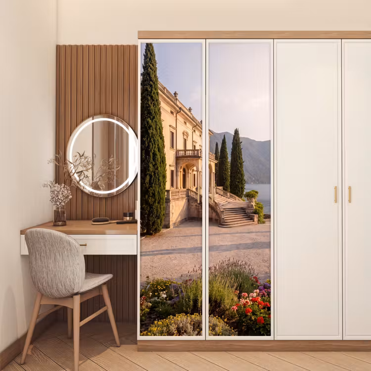 Door sticker - Villa - Water - Stairs - Villa - water -trappen deurposter klein
