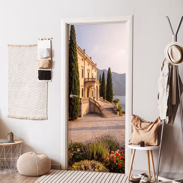 Door sticker - Villa - Water - Stairs - Villa - water -trappen deurposter klein