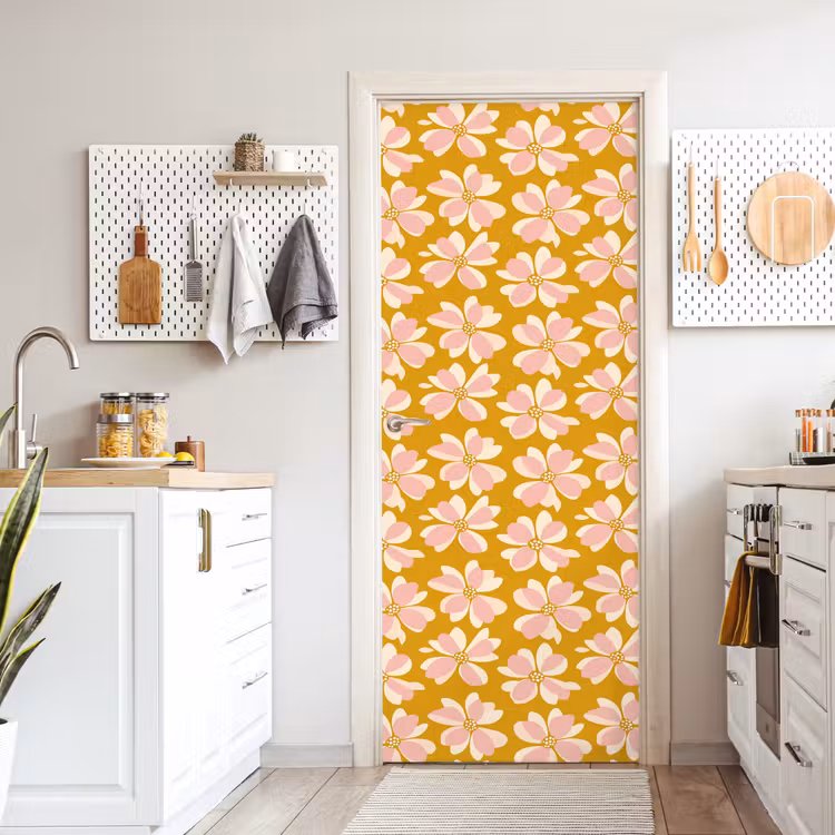 Vintage - Bloemen - Okergeel deurposter klein 289 -sfeer5