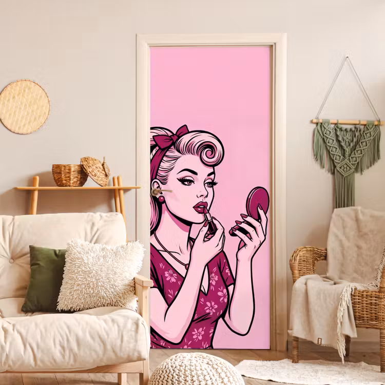 Vintage - Vrouw - Roze deurposter klein -sfeer2