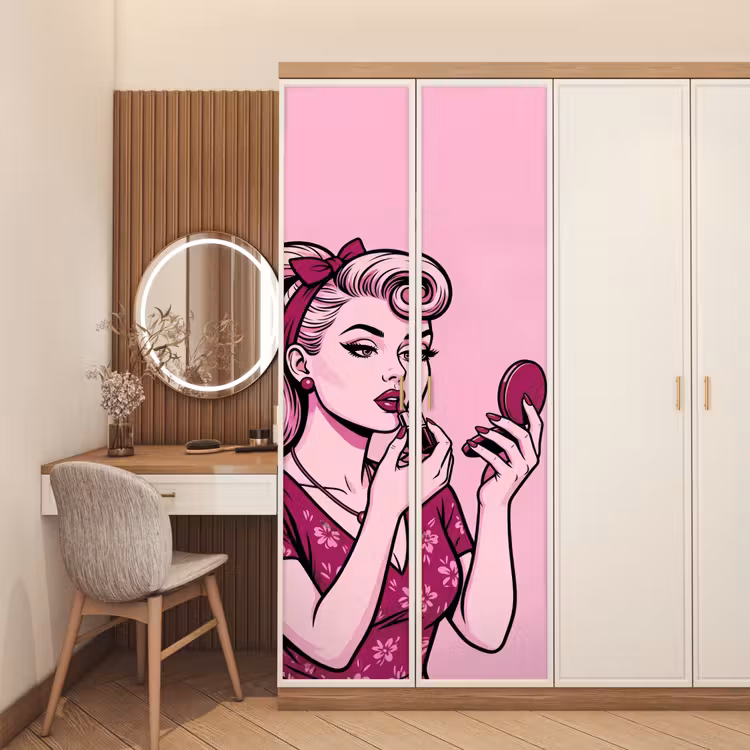 Vintage - Vrouw - Roze deurposter klein -sfeer3