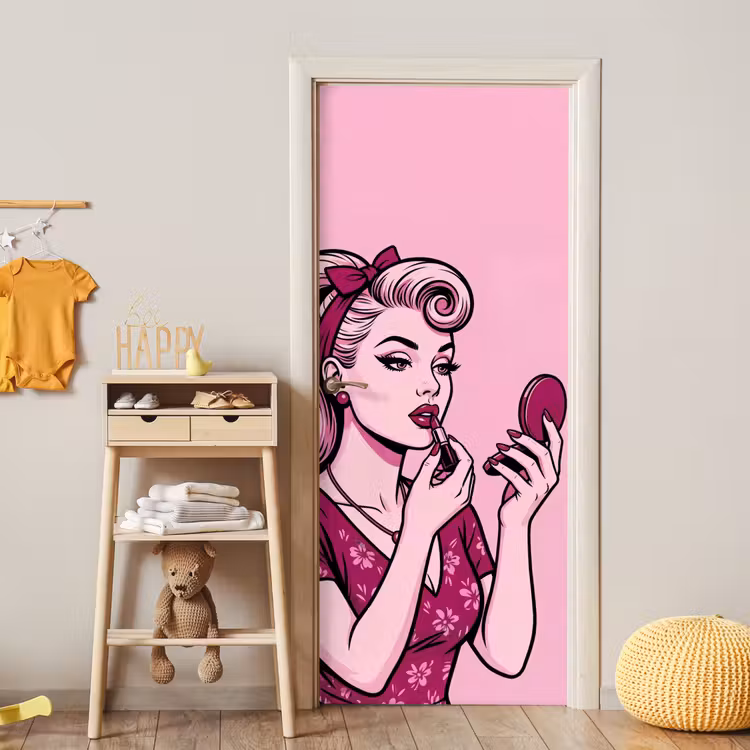 Vintage - Vrouw - Roze deurposter klein -sfeer4