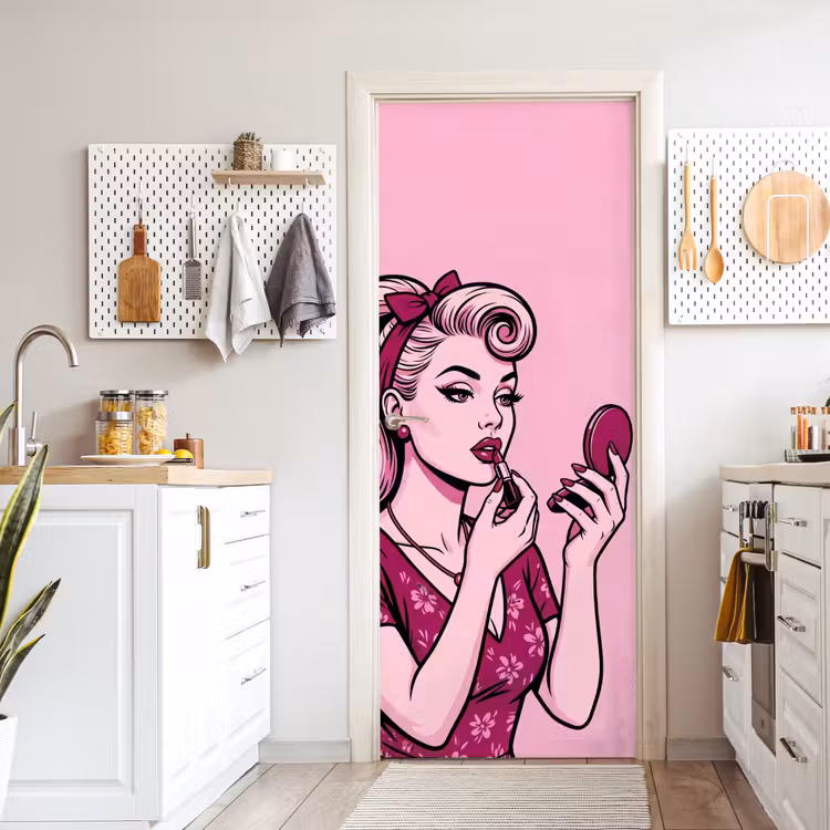 Vintage - Vrouw - Roze deurposter klein -sfeer5