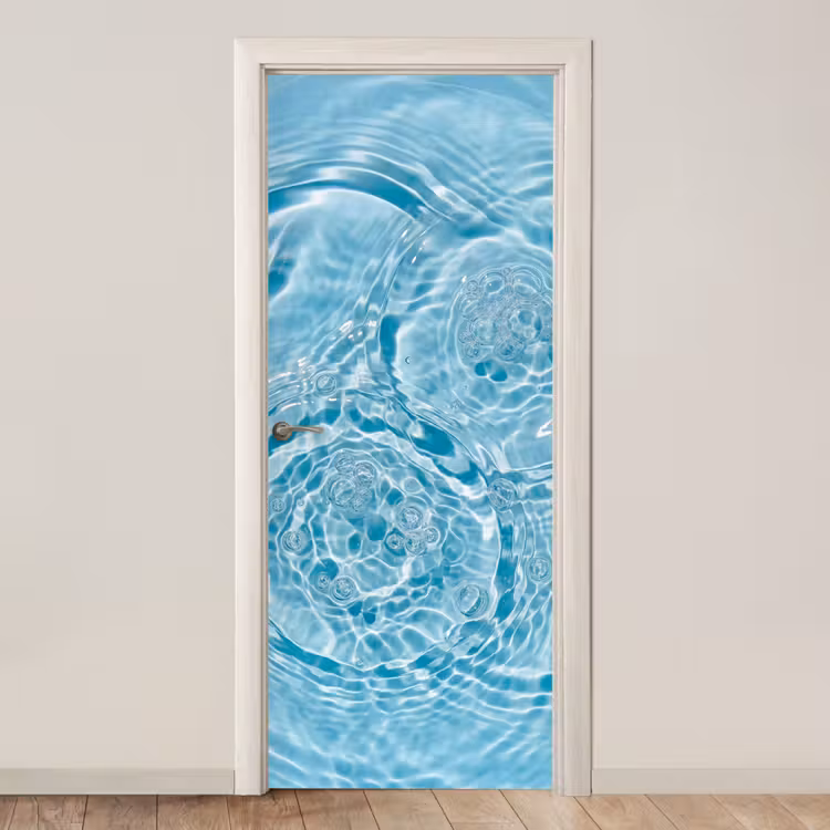Water - Blauw - bubbels deurposter klein -3d_beige