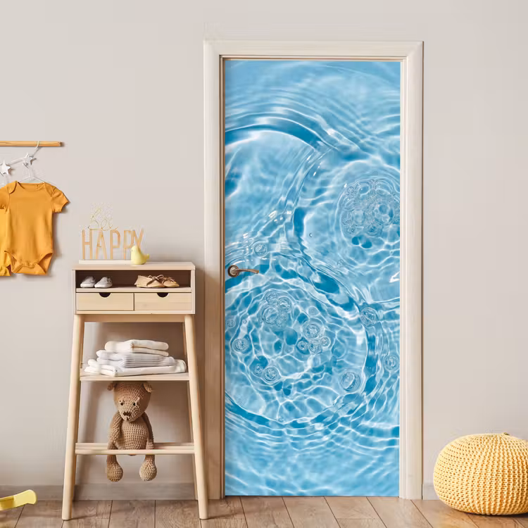 Water - Blauw - bubbels deurposter klein -sfeer4