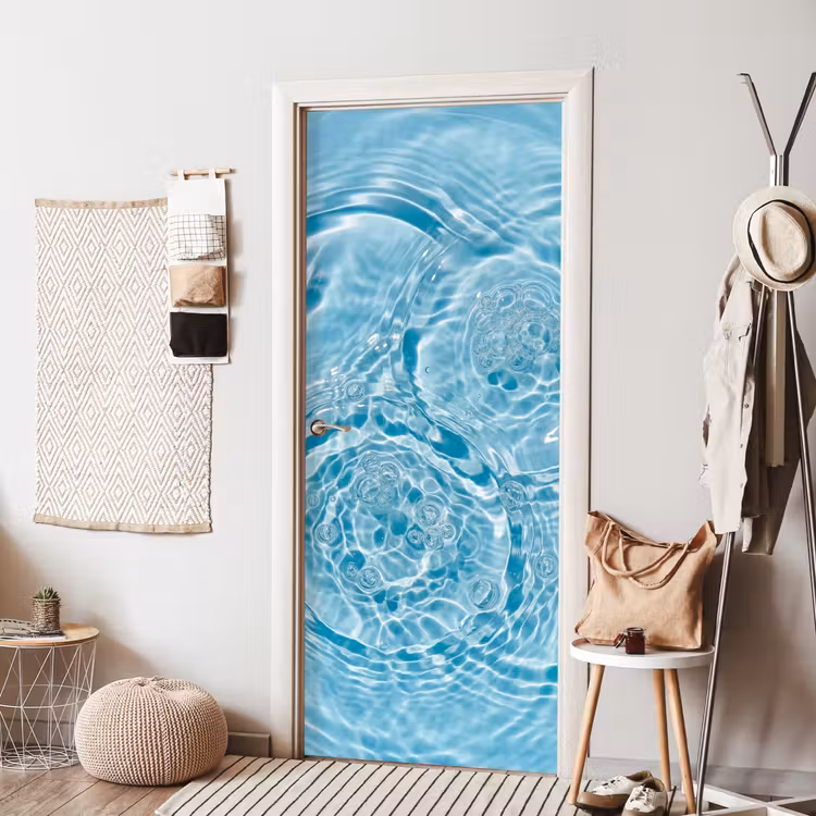 Water - Blauw - bubbels deurposter klein -sfeer6