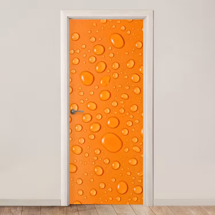 Water - Druppels - Oranje deurposter klein -3d_beige