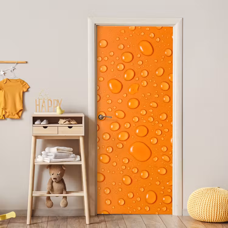 Water - Druppels - Oranje deurposter klein -sfeer4