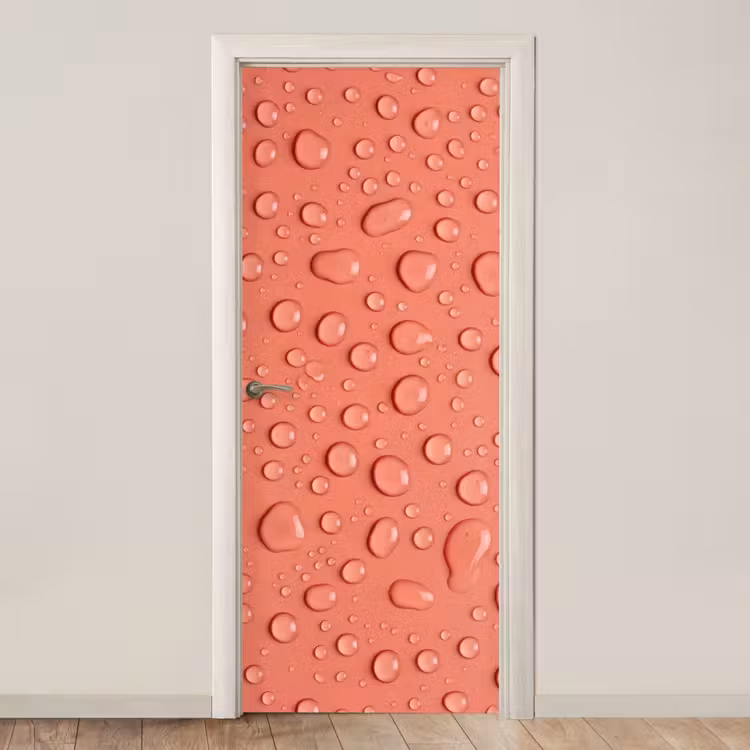 Water - Druppels - Roze deurposter klein -3d_beige