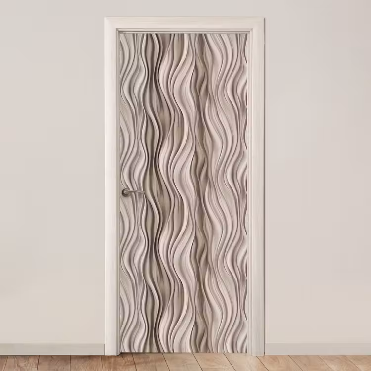 Golven - 3D - Crème deurposter klein 289 -3d_beige
