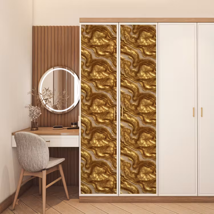 Golven - Organisch - Goud - Crème deurposter klein 289 -sfeer3