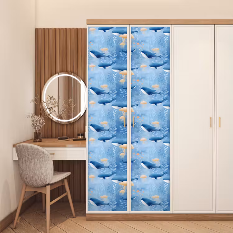 Walvissen - Oceaan - Blauw deurposter klein 289 -sfeer3