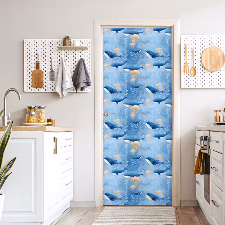 Walvissen - Oceaan - Blauw deurposter klein 289 -sfeer5