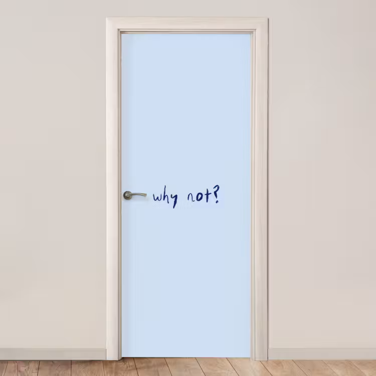 Why not - Blauw - Donker blauw - Quote deurposter klein -3d_beige
