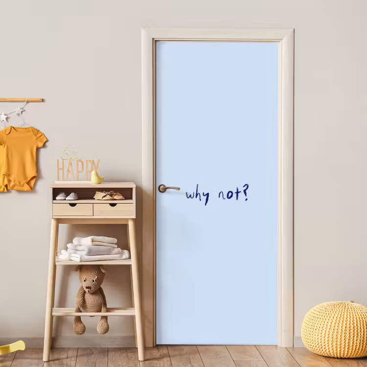 Why not - Blauw - Donker blauw - Quote deurposter klein -sfeer4