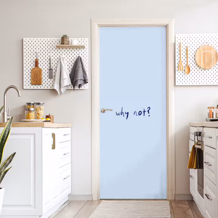 Why not - Blauw - Donker blauw - Quote deurposter klein -sfeer5