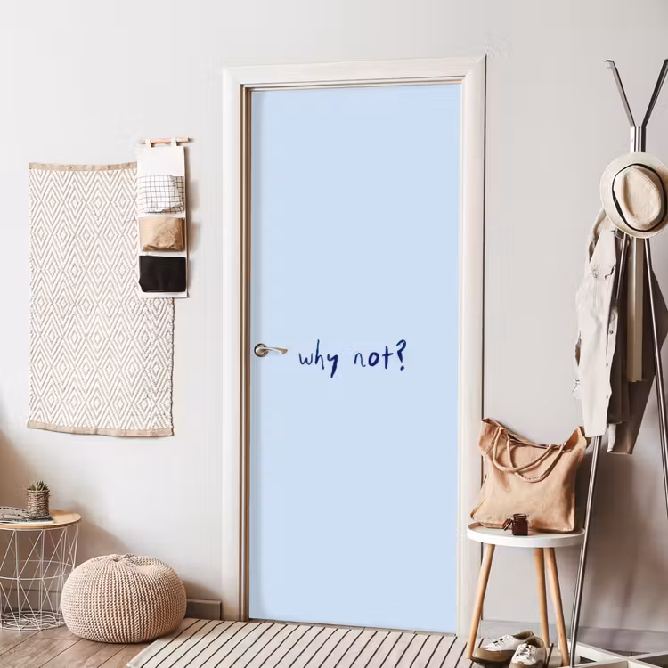 Why not - Blauw - Donker blauw - Quote deurposter klein -sfeer6
