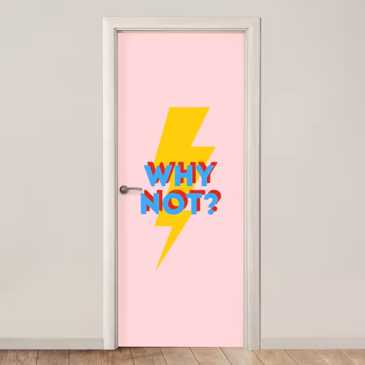 Why not - Bliksem - Roze deurposter klein -3d_beige
