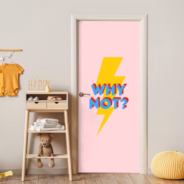 Why not - Bliksem - Roze deurposter klein -sfeer4