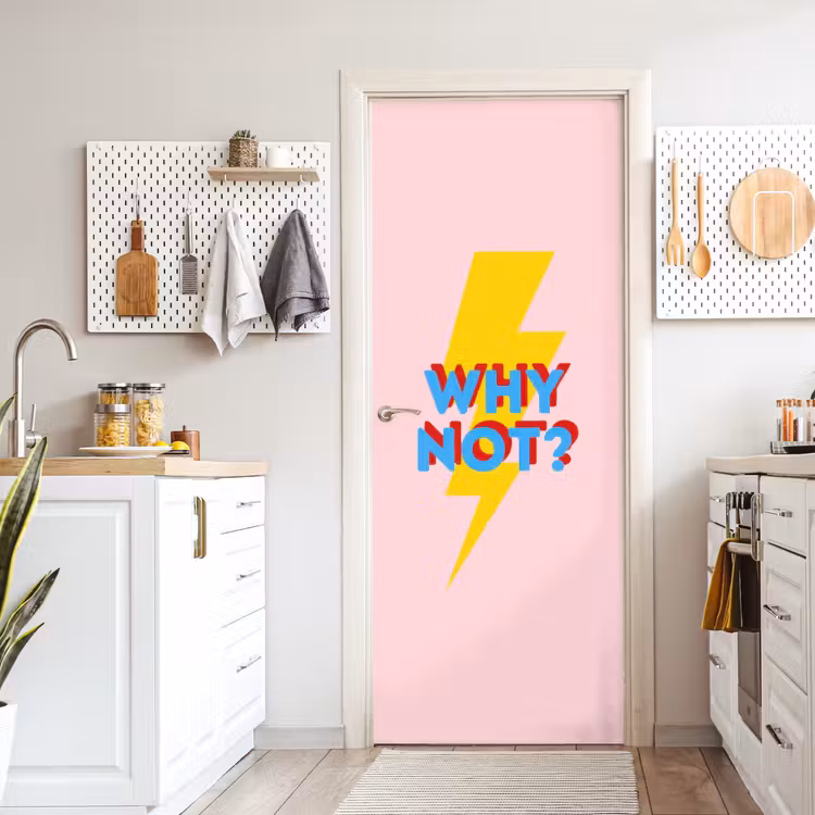 Why not - Bliksem - Roze deurposter klein -sfeer5