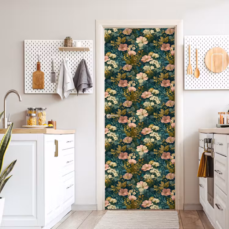 Wilde bloemen - Botanisch - Patroon - Roze - Romantisch deurposter klein 289 -sfeer5