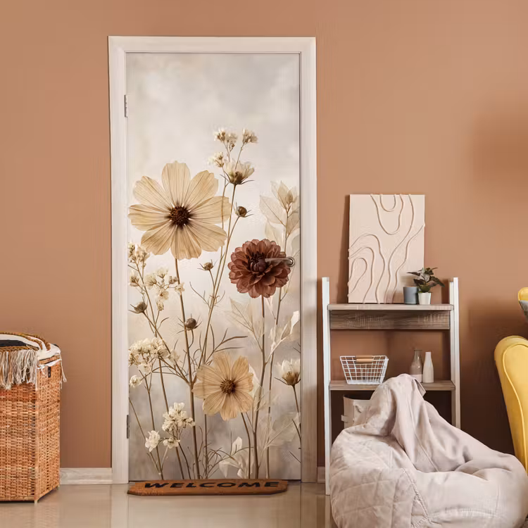 Wilde bloemen - Botanisch - Vintage - Natuur - Rustiek deurposter klein -sfeer1