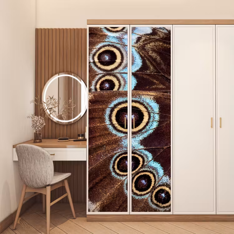 Vleugels - Vlinder - Blauw deurposter klein -sfeer3