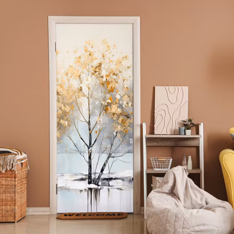 Winter - Bomen - Natuur - Acryl - Kunst deurposter klein -sfeer1