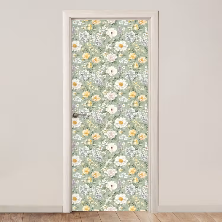 Klassiek - Bloemenpatroon - Kleurrijk deurposter klein 289 -3d_beige