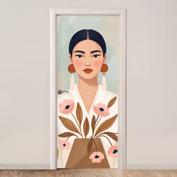 Vrouw - Kimono - Pastel deurposter klein -3d_beige