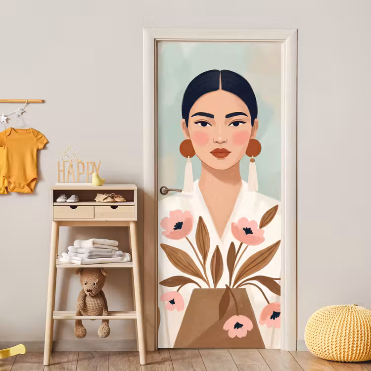 Vrouw - Kimono - Pastel deurposter klein -sfeer4