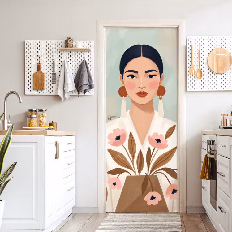 Vrouw - Kimono - Pastel deurposter klein -sfeer5
