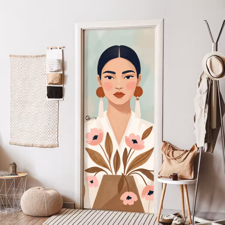 Vrouw - Kimono - Pastel deurposter klein -sfeer6