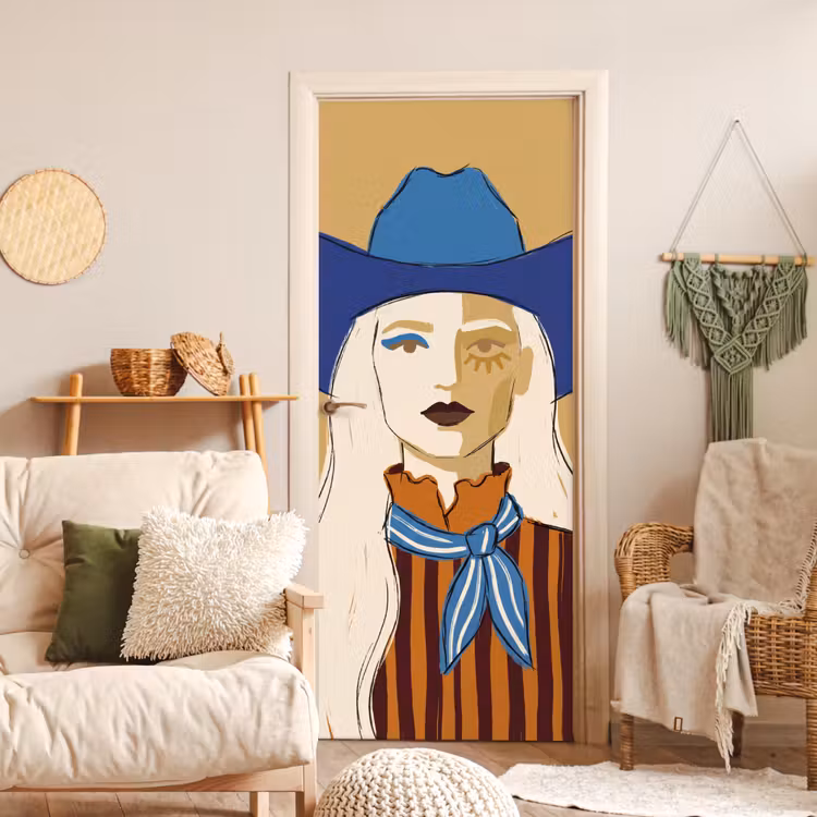 Vrouw - Portret - Abstract - Kleurrijk - Modern deurposter klein -sfeer2