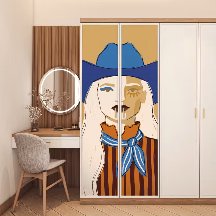Vrouw - Portret - Abstract - Kleurrijk - Modern deurposter klein -sfeer3