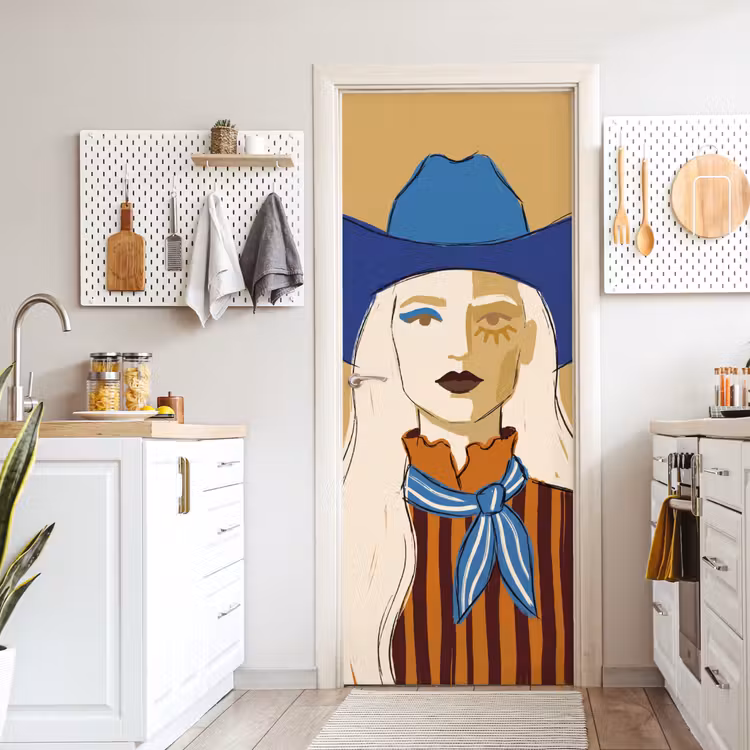 Vrouw - Portret - Abstract - Kleurrijk - Modern deurposter klein -sfeer5