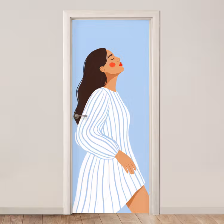 Vrouw - Profiel - Rust - Modern - Illustratie deurposter klein -3d_beige