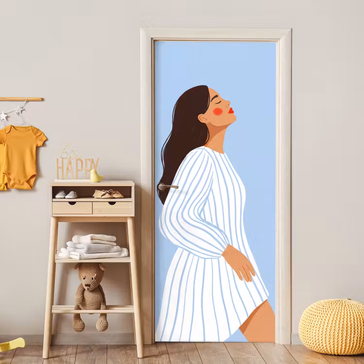Vrouw - Profiel - Rust - Modern - Illustratie deurposter klein -sfeer4