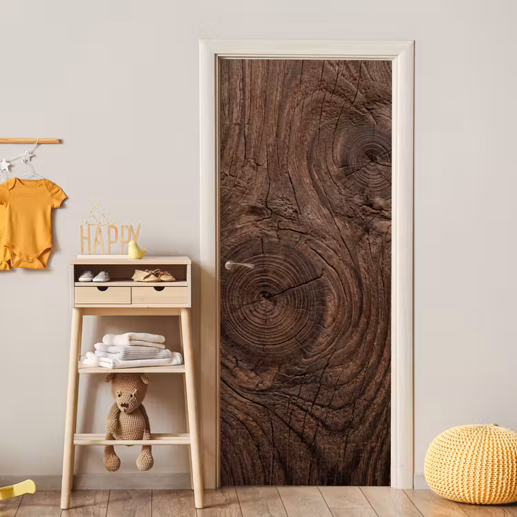 Houtnerf - Textuur - Patroon - Bruin - Rustiek deurposter klein -sfeer4