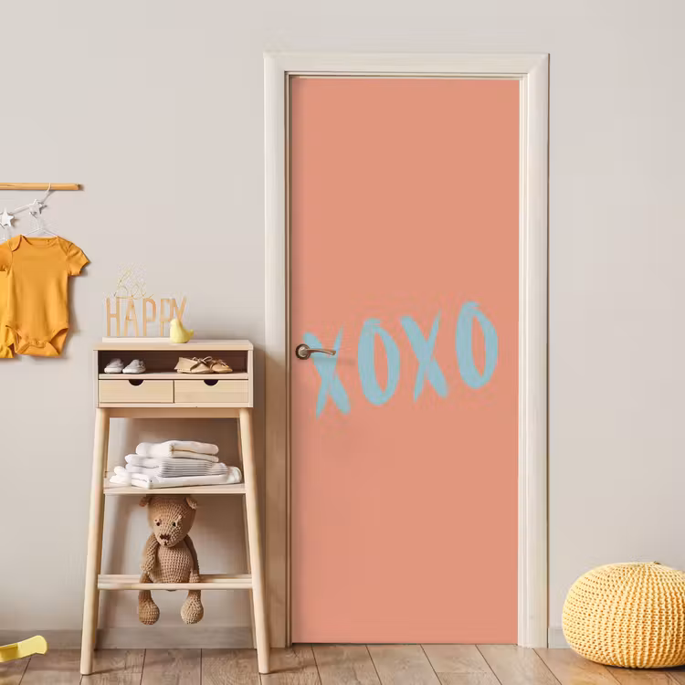 XOXO - Blauw - Perzikkleur deurposter klein -sfeer4