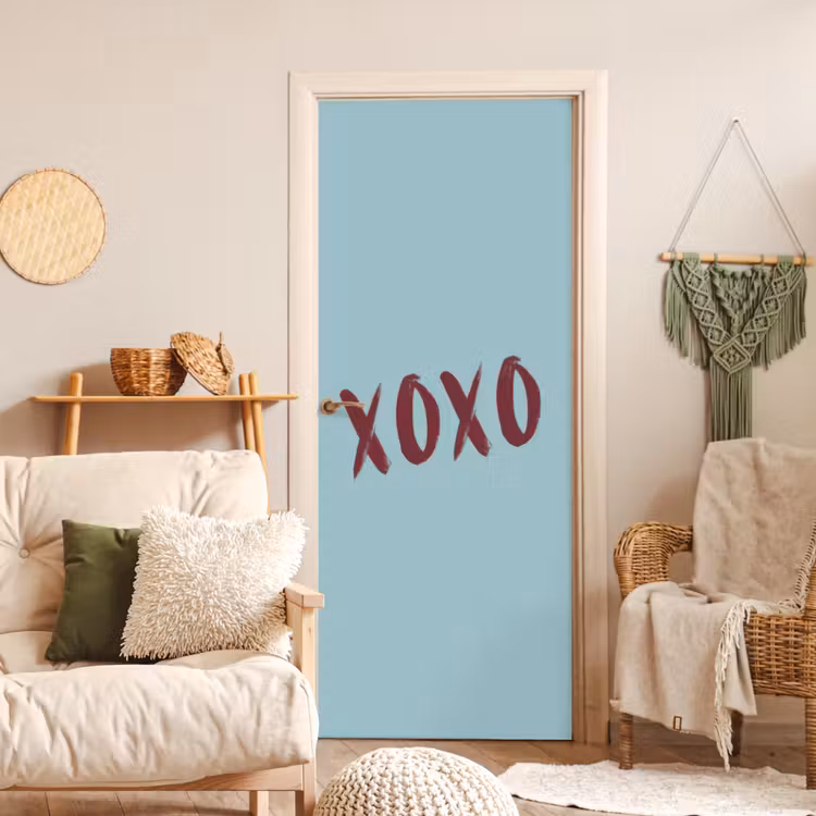 XOXO - Blauw - Rood deurposter klein -sfeer2