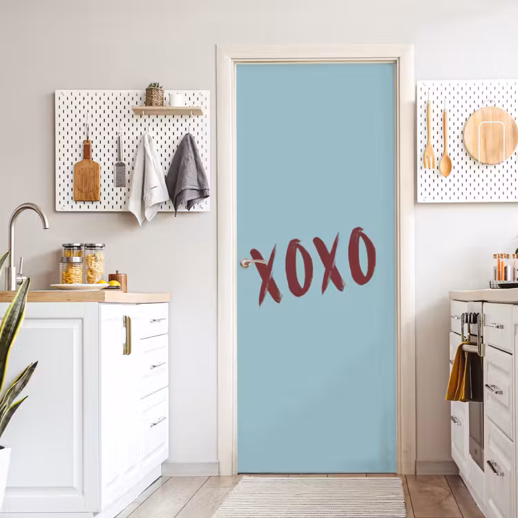 XOXO - Blauw - Rood deurposter klein -sfeer5