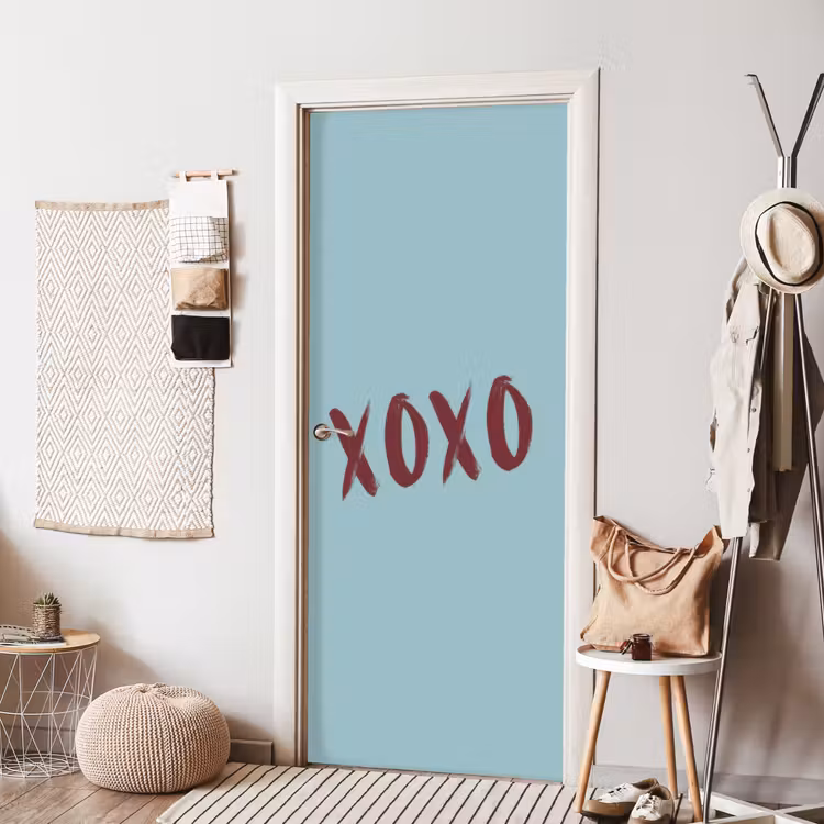 XOXO - Blauw - Rood deurposter klein -sfeer6