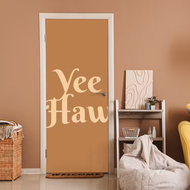 Yee haw - Bruin - Minimalistisch deurposter klein -sfeer1