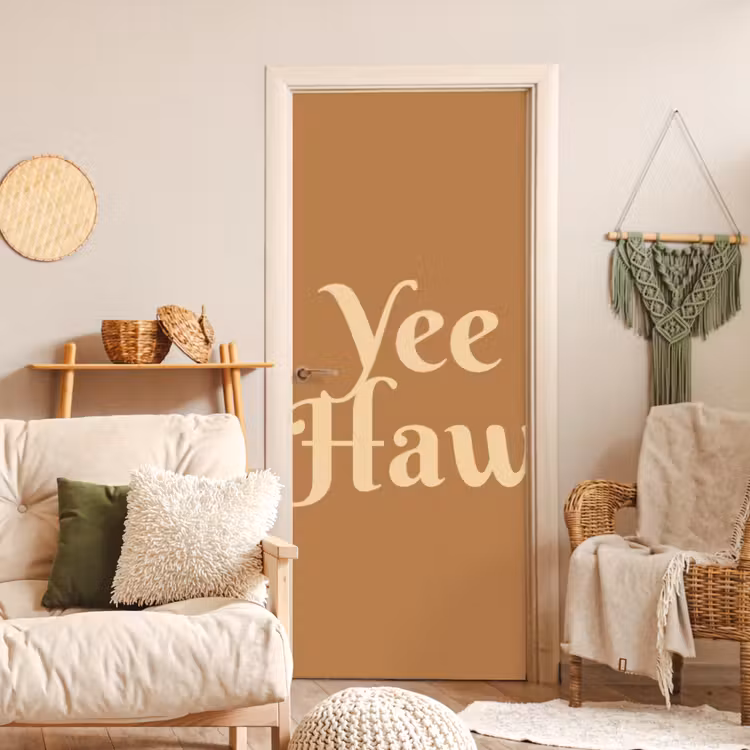 Yee haw - Bruin - Minimalistisch deurposter klein -sfeer2