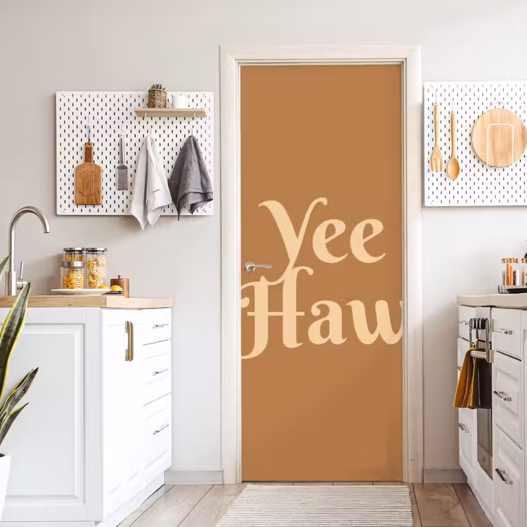 Yee haw - Bruin - Minimalistisch deurposter klein -sfeer5