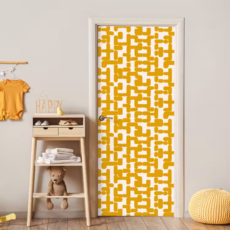 Geel - Beige - Patroon deurposter klein 289 -sfeer4