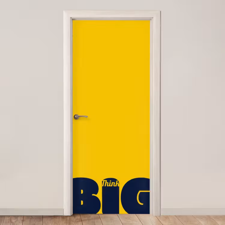 Geel - Think big - Grafisch deurposter klein -3d_beige