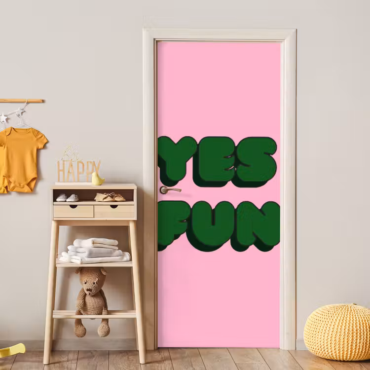 Yes fun - Groen - Roze deurposter klein -sfeer4